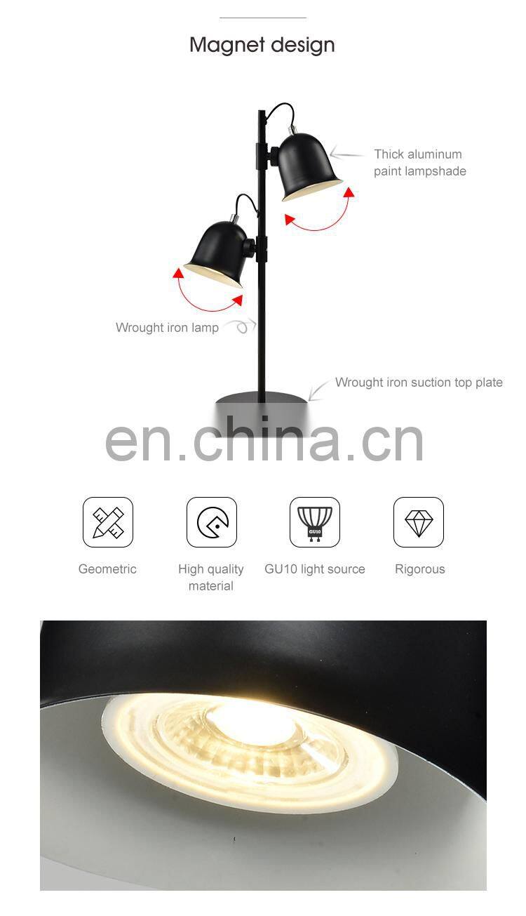 HUAYI Hot Selling Iron Lamp Body Double Light Indoor 10W Indoor Bedroom Office LED Table Lamp