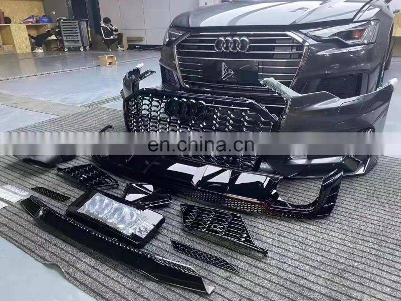 Runde New Design PP Material Body Kit For Audi A6 C8 MTM Style Front Bumper Grille Rear Lip Exhaust Body Kit