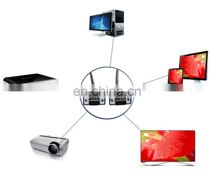 Low moq ethernet computer cable 10 meter 15pin 3 6 VGA to VGA 50 meters vga rca cable