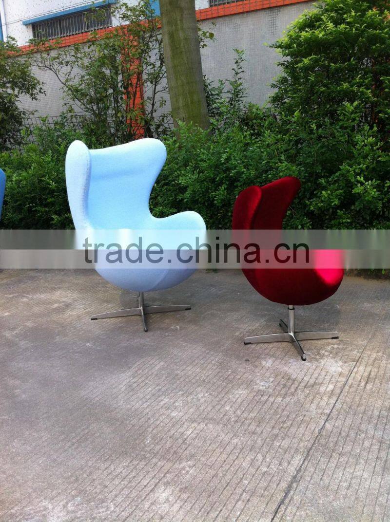 replica wholesale fiberglass egg chair,swivel egg chair , fabric/ leather egg chair with aluminum base designed by Arne Jacobsen