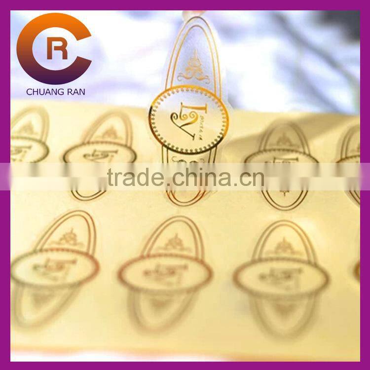 Printed transparent clear custom brand name logo sticker