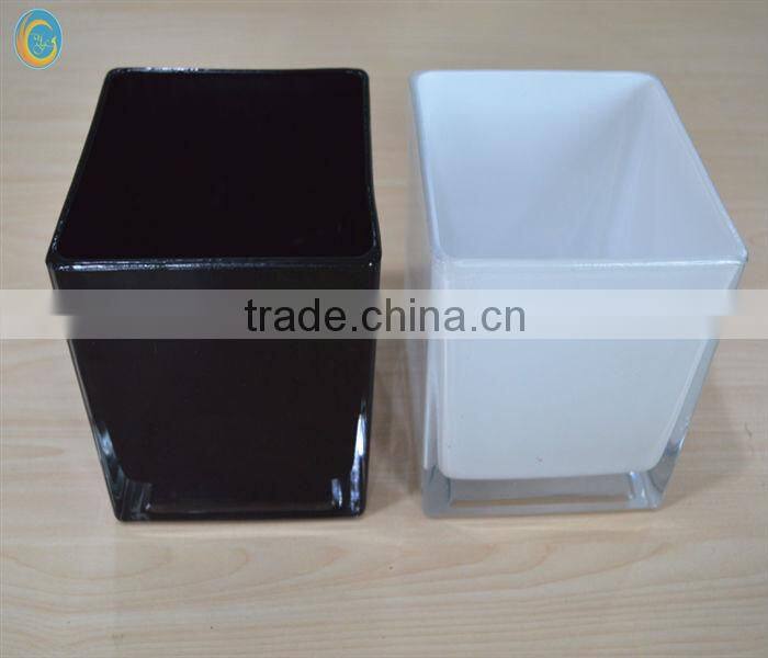 black lacquer cube glass vase