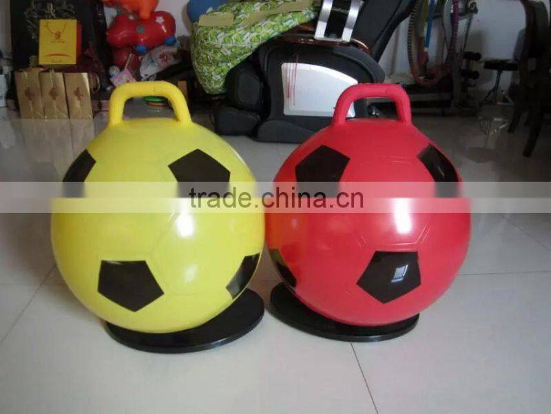 wholesale PVC jump ball with handle for kids(football design)