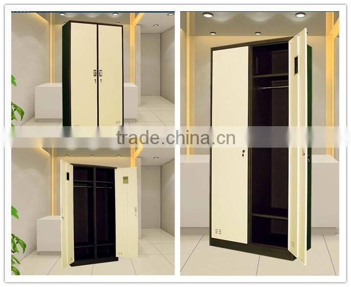 New Metal Closet Organizer Hanging Clothes Wardrobe Closet 2 Swing Door Closet Wholesale