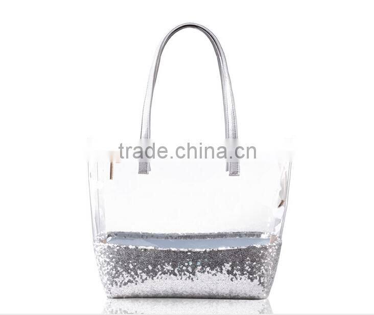 Ladies Transparent Handbag/pvc Tote Bag/pvc Waterproof Bag