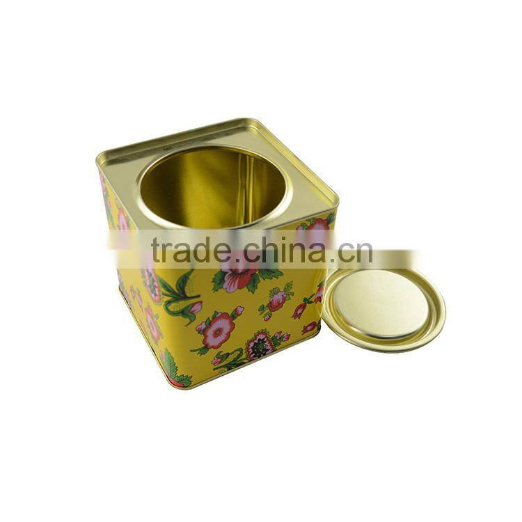 food grade square metal tea tin box with airtight lid