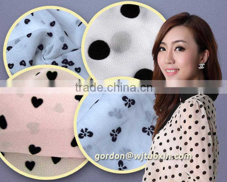 Flock Printing Summer Dress Chiffon Textile Fabric