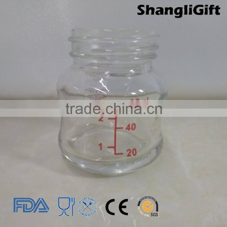 60ml Hot Sale Wide Mouth Glass Baby Milk Feeding Bottle