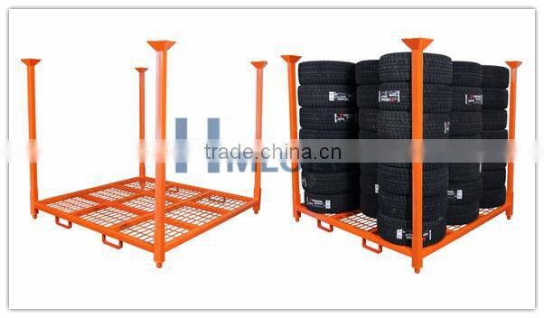 Orange stacking good sale metallic warehouse tire rack for sale