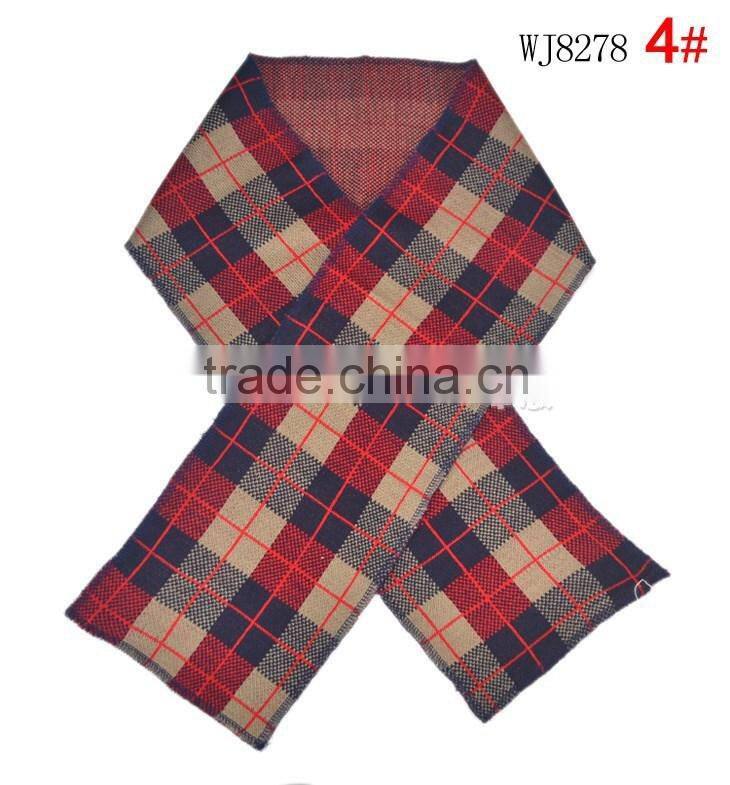 Wholesale Warm Acrylic Jacquard Checked Plaid Baby Boys Winter Scarf