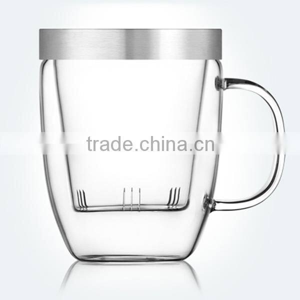 Samadoyo 500ml Glass Tea Cups/Mugs with Glass Strainer/Filter/Infuser for Making Tea