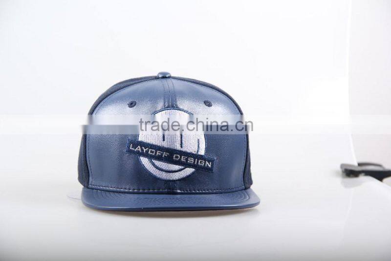 High quality snapback hat embroidery leather sanpback hat