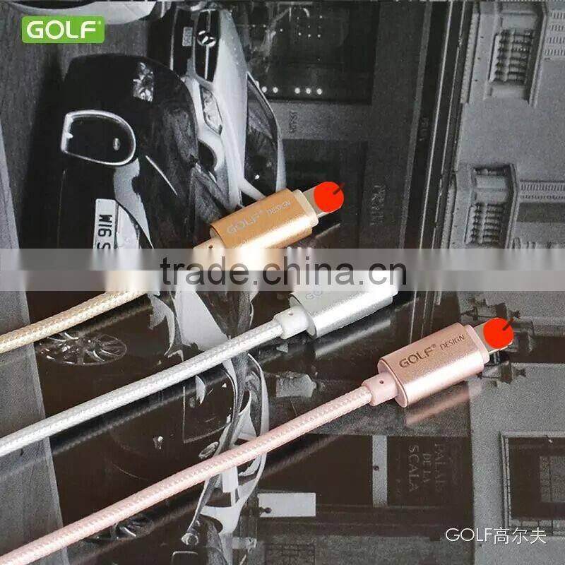 GOLF 3M Metal nylon weave reversible 2.1A Sync And Charge cable for iphone5/5s/6 ipad All the 8 pin device