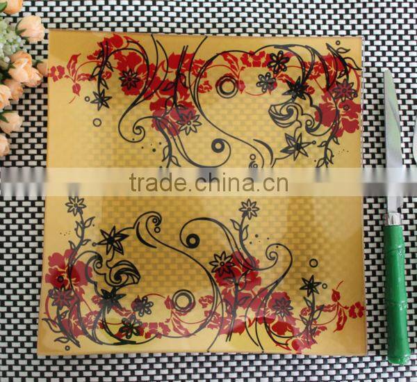 beautiful and fashionable square tempered glass plate
