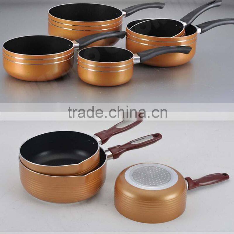 18cm/20cm pressed aluminium sauce pan with white heat ressistant coating