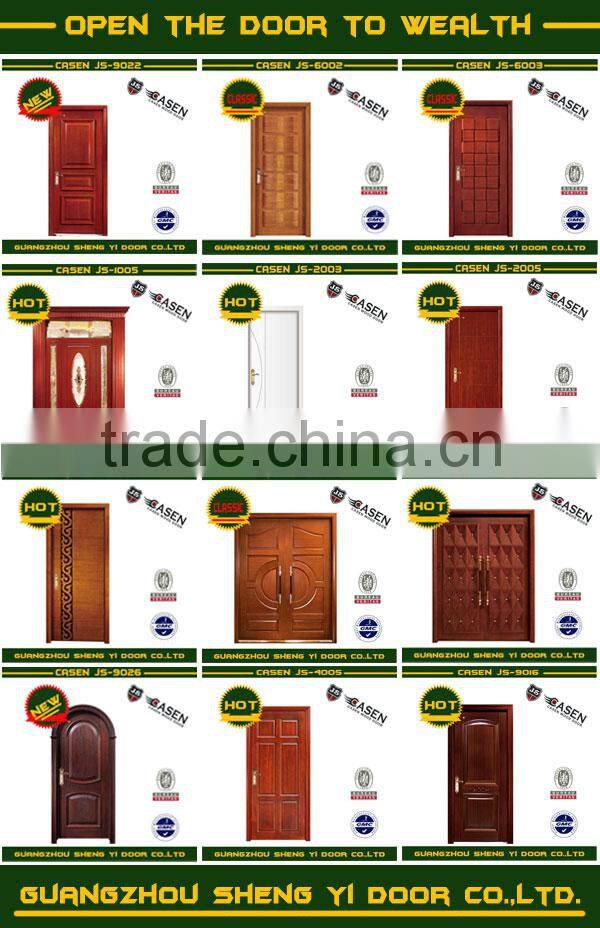 China high quality half view art glass solid wood door for bathroom
