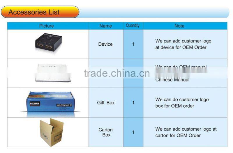 2 in 1 out hdmi switch , AB switch