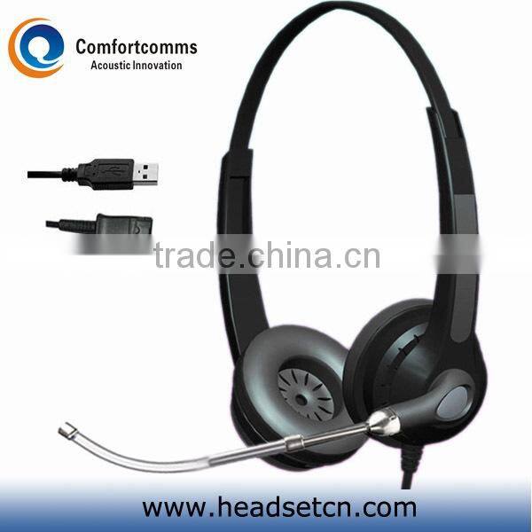 Monaural noise cancelling USB headset call center