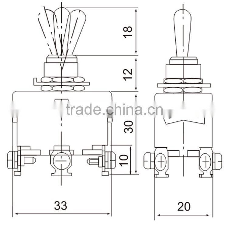 CNTD IP40 Protection C523A Fixed Contact ON-OFF-ON Micro Mini Toggle Switch DPDT Type (C523A)