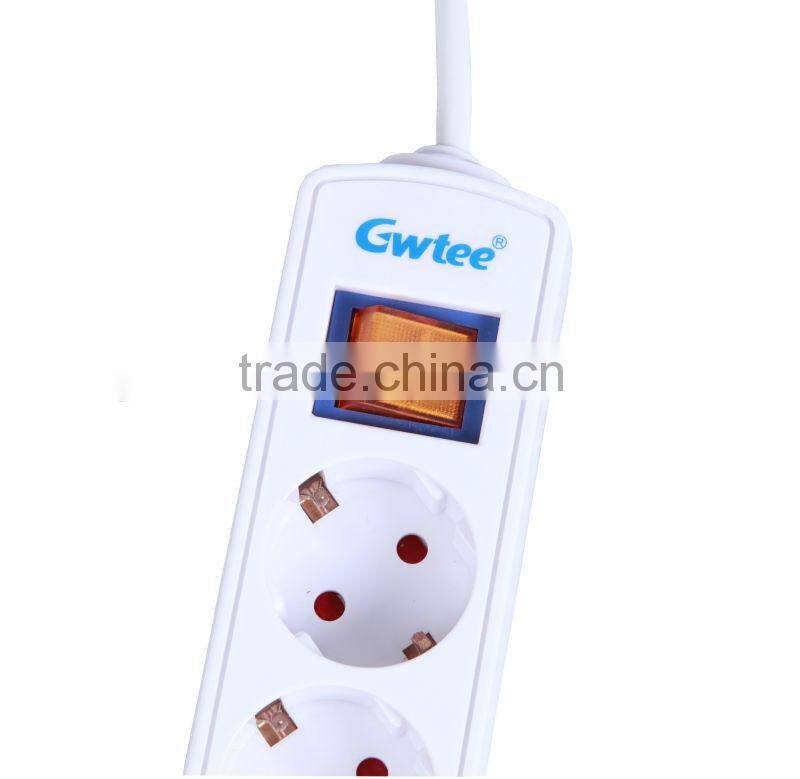 Multi way European Standard electrical power strip sockets with single switch