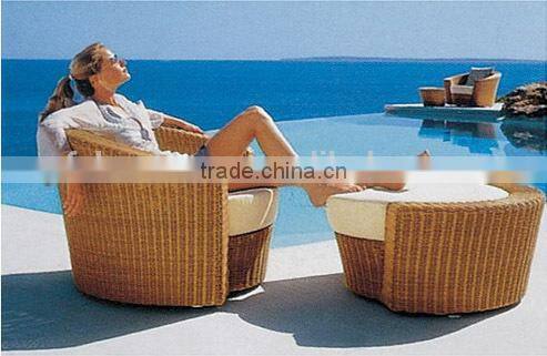 Modern Garden Rattan Furniture Outdoor Double Sofa Recliner Bed
