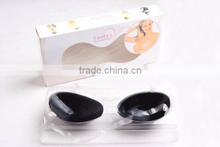 OEM Customized Low Price Adhesive Silicone Black Bra Cup With Strap