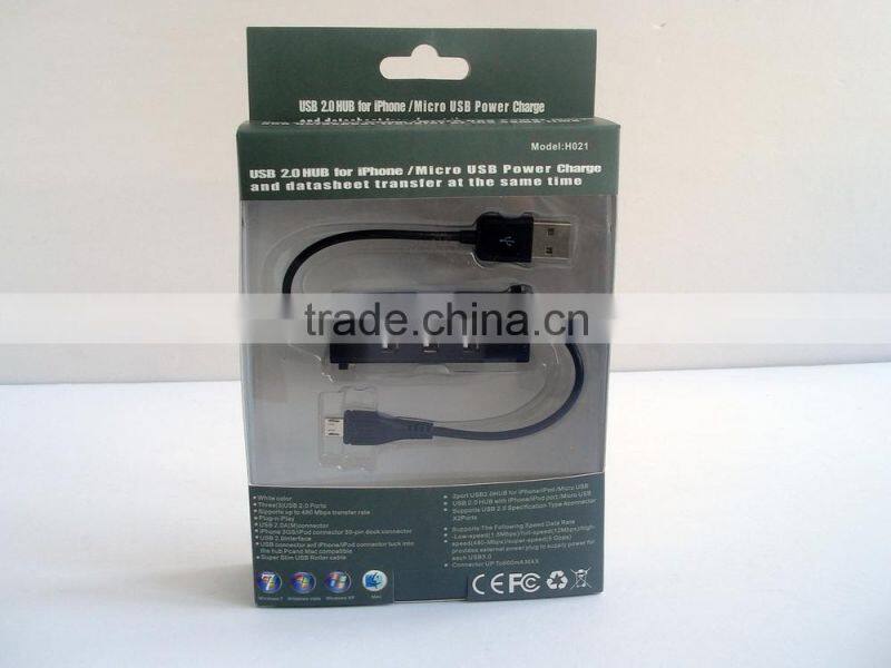 3 Port Portable USB 2.0 Hub with Power Switch for Ultra Book, MacBook Air, Windows 8 Tablet PC - Black (HB-U3P4)