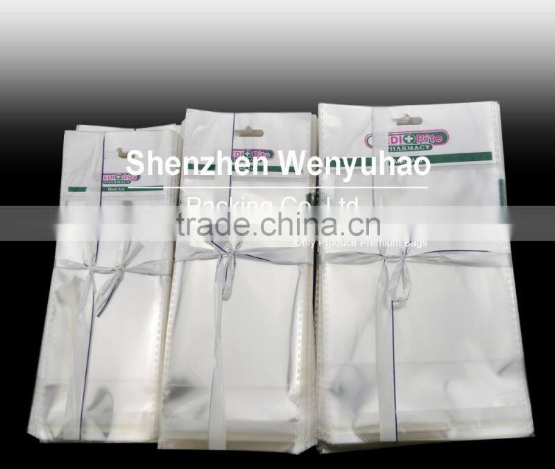 factory opp self adhesive plastic bag custom size with printing header for gift packing