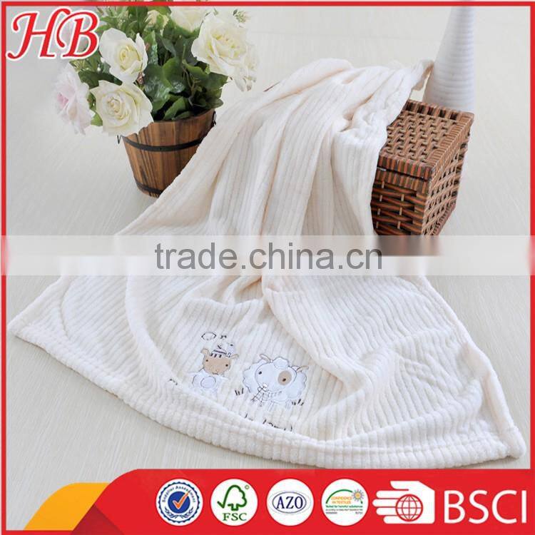 new product embroidered coral fleece baby blanket