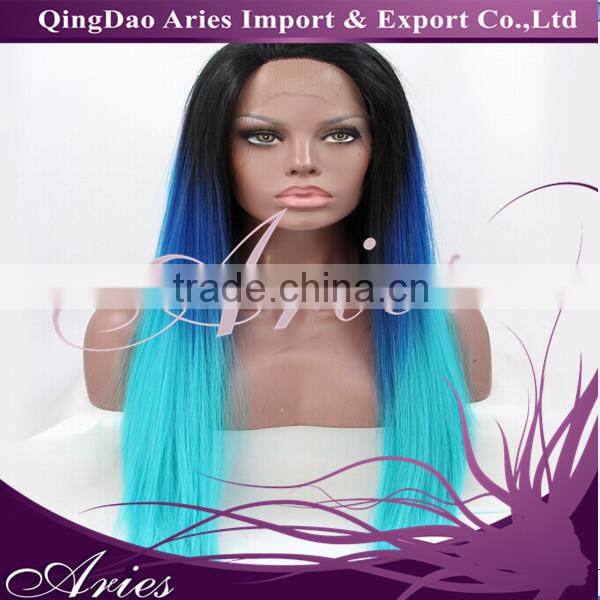 Short Brown with blonde straight Lace Front Wig Heat Resistant