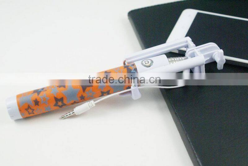 Monopod Cable Wired Selfie Stick Sefie for mobile phone camera antiskid pattern monopod