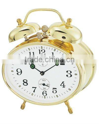 Table metal oval shape mechanical alarm clock