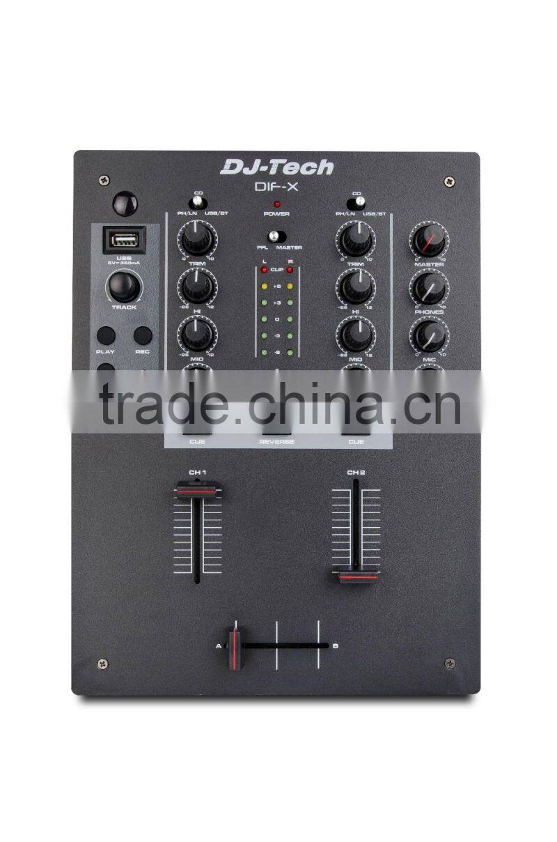 2- channel dj box mixer/live show/club/bar 100 to 240 V AC input mixer Built-in Bluetooth receiver mixer