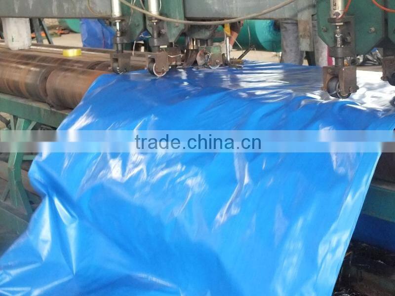 double blue high quality pe tarpaulin sheet trestle leno woven fabric high tensible strong striped hem 1 meter interval anti-uv