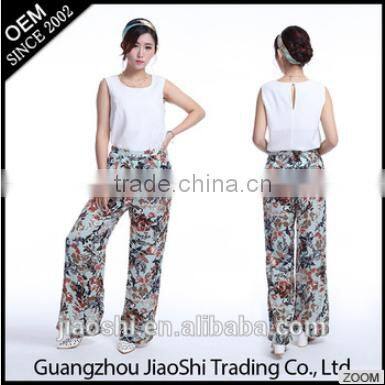 Latest designs New style spandex printed sleeveless lady blouse & top for women