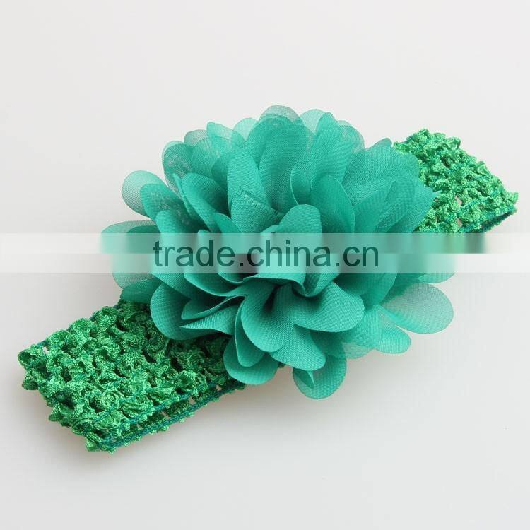 Wholesale cute handmade crochet baby headband with Chiffon flower