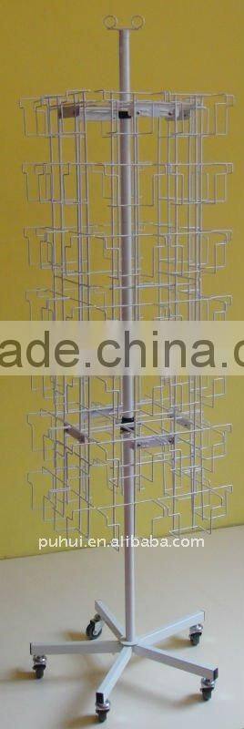metal floor rotary prints display rack with quality gurantee