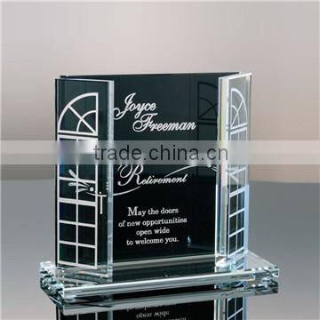 Round blank glass plaques awards with black base
