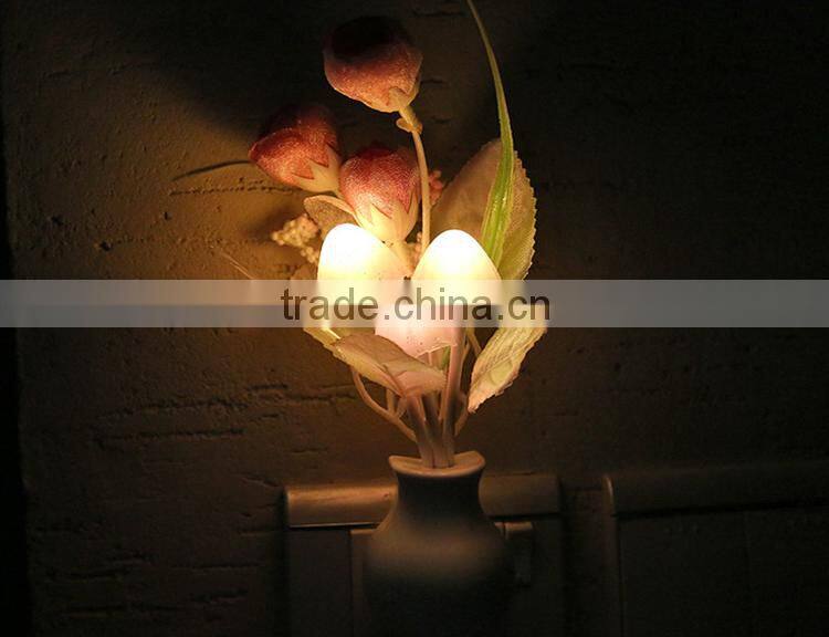 Sensor Night Light Flower LED Lamp EU/US Plug Romantic Colorful Home Decor
