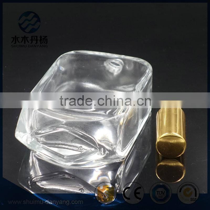 Fancy 100ml personal care use flat glass perfume bottle