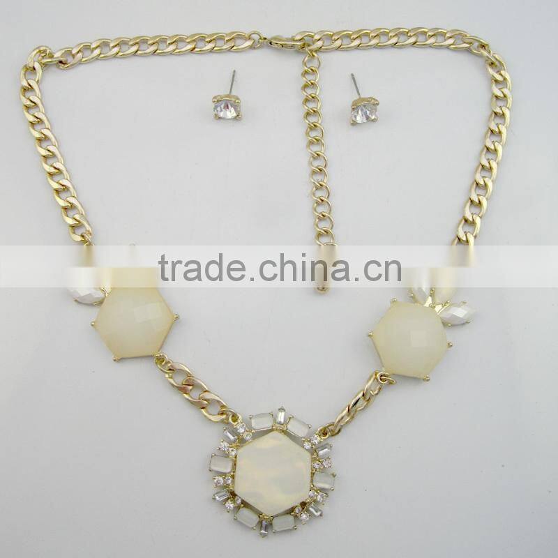 Latest design fashion stylish fake white stone jewelry set