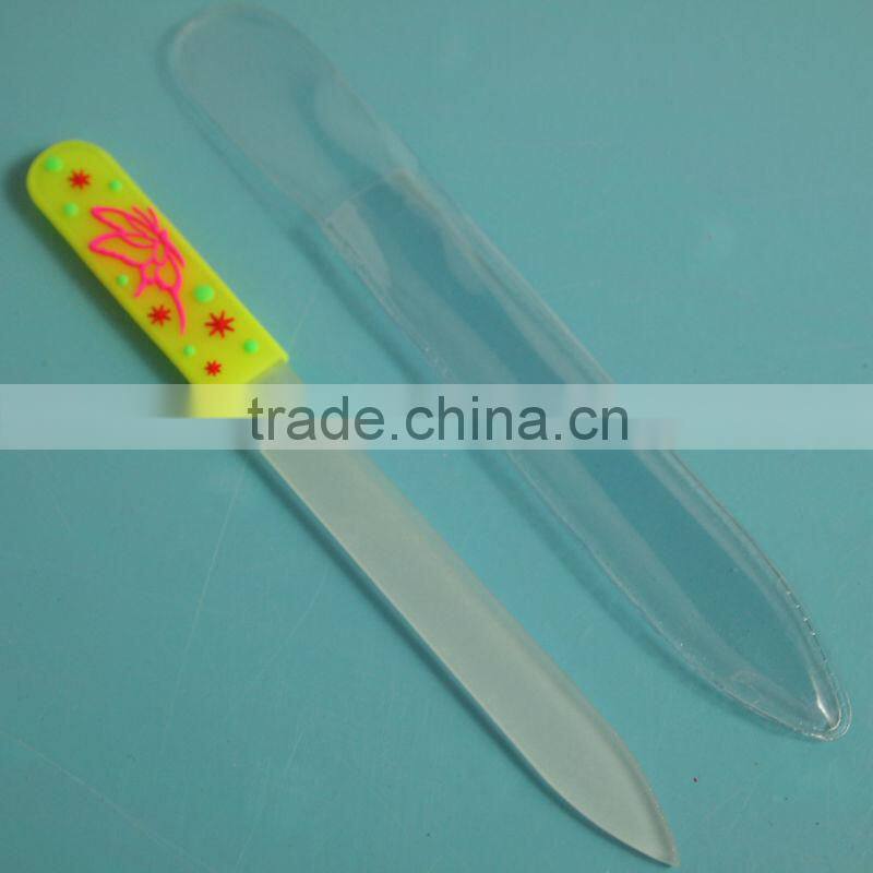 BLC-002 14cm Soft rubber handle with pvc bag etched glass nail file