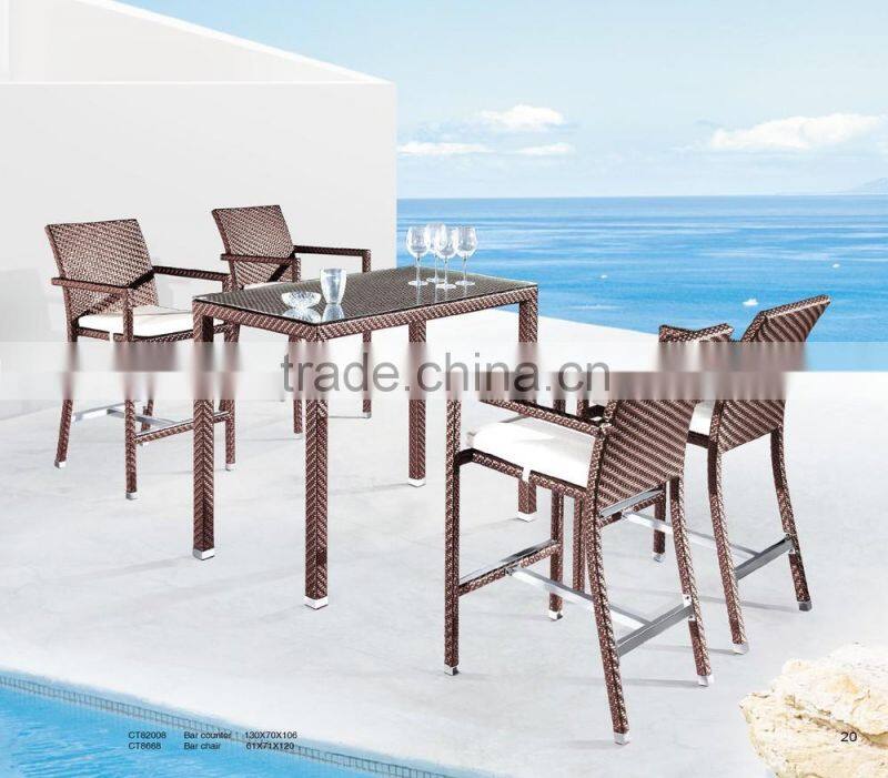 Resin Rattan Bar Set - Wicker Bar stool patio hotel furniture