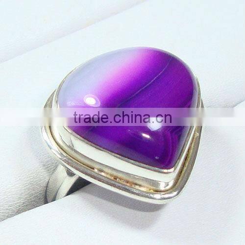 .925 Sterling Silver Green Onyx Gemstone Fashion Ring