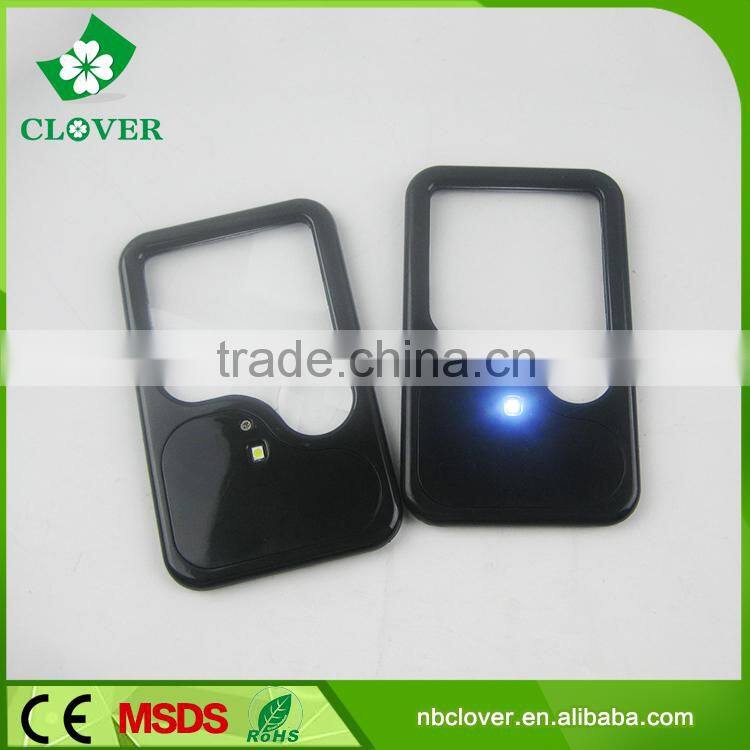 Plastic custom business cards design magnifying glass with light