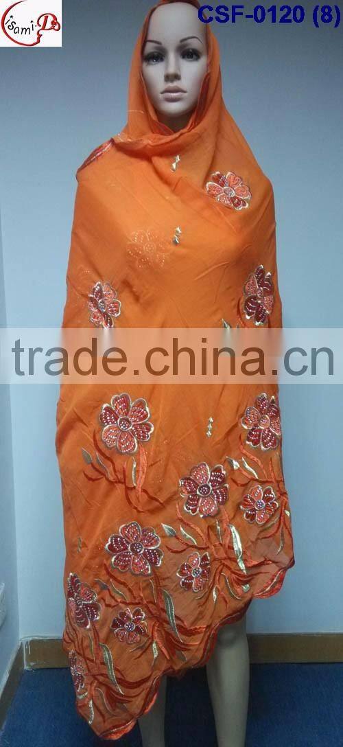 CSF-0120(8) 2016 hot sale Muslim scarf, embroidery scarves, shawls, wrap and pashmina