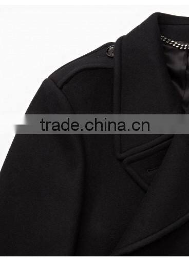 2014 new style 100% cashmere classic black custom coat