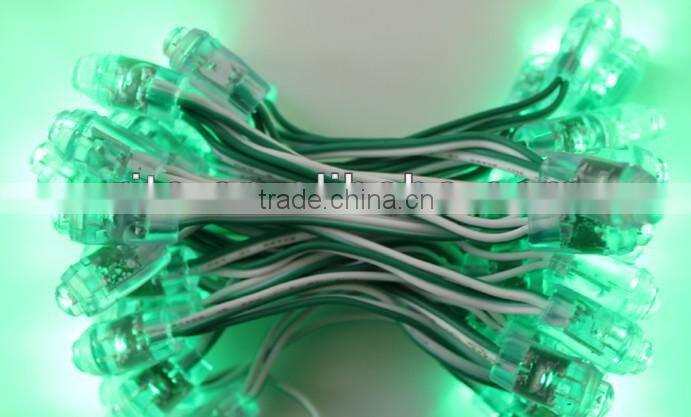 GREEN color led 12mm node,through-hole type,injection made,IP65 rated;DC5V input;0.1W;50pcs a string