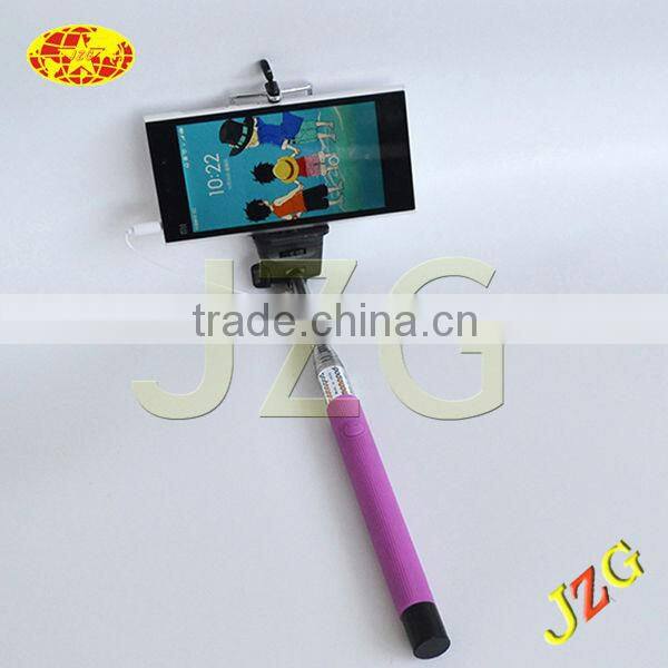 2015 hot products factory wholesale selfie stick for mobile phone camera extendable colorful selfie stick with cable