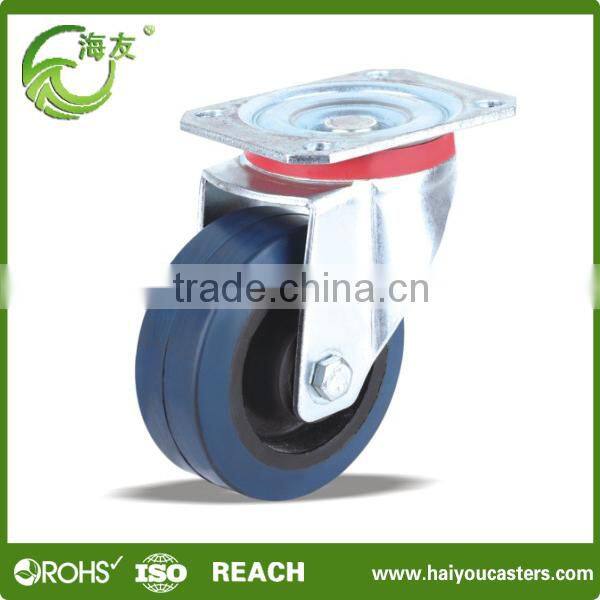 low rolling resistance elastic rubber caster wheel , medium duty fixed elastic rubber caster , Caster wheel